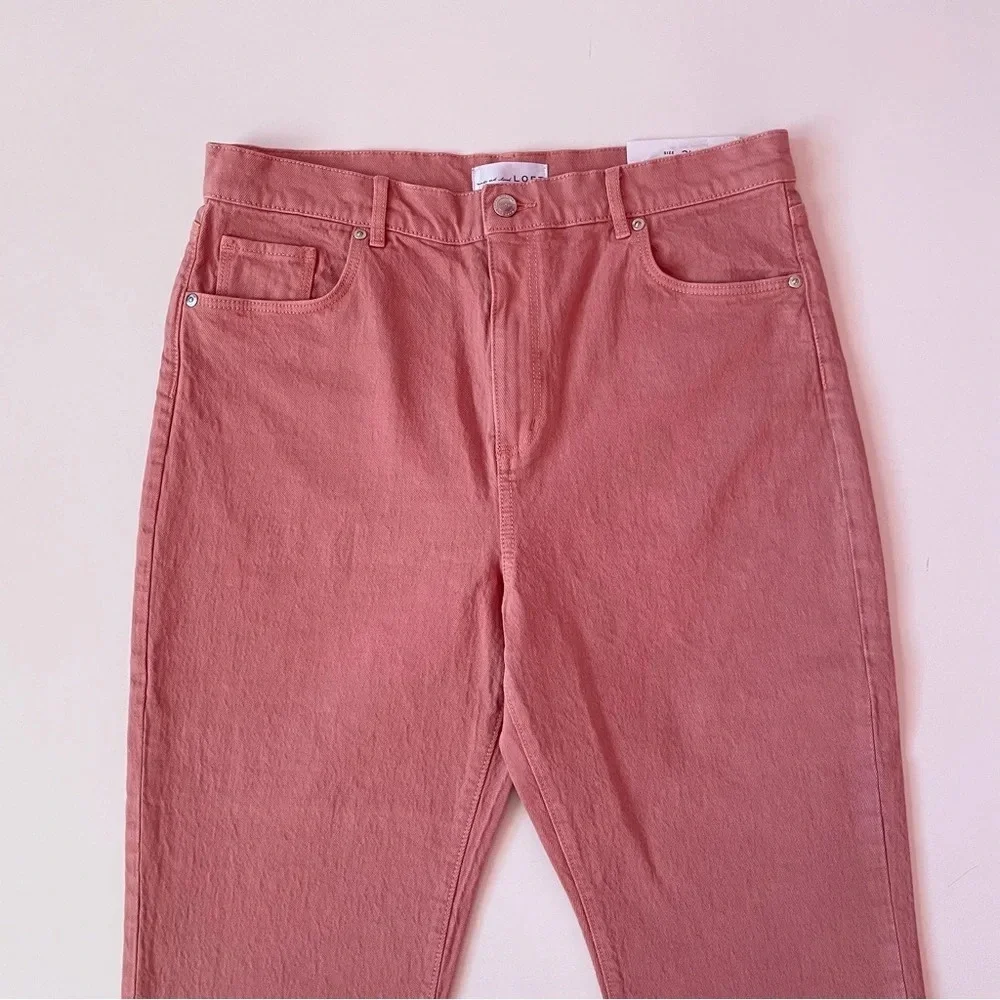 NWT! LOFT Womens High Waist Straight Crop Jean Blush Pink Frayed Hemline Size 31 - Picture 6 of 14